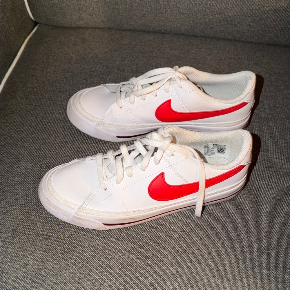 Nike Kids White and Red Sneakers